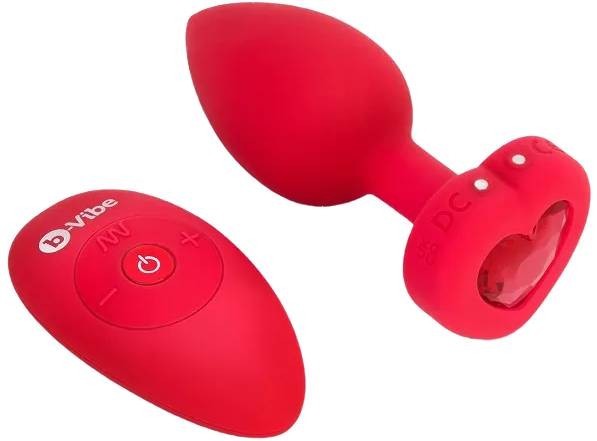 B-Vibe vibrační análdugó Heart M/L távirányítóval (10,5 cm)