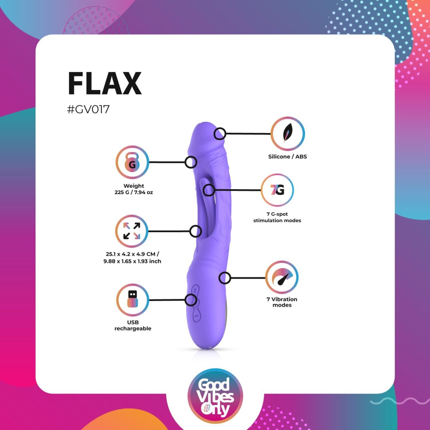 GOOD VIBES ONLY - Flax Rezgő dildo G-pont stimulálóval
