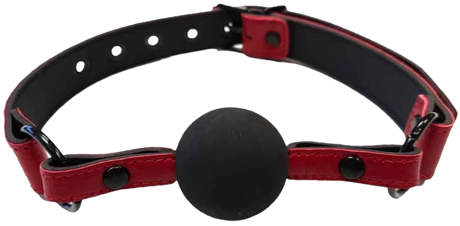 ROUGE Leather Ball Gag Burgundy with Black Accessories