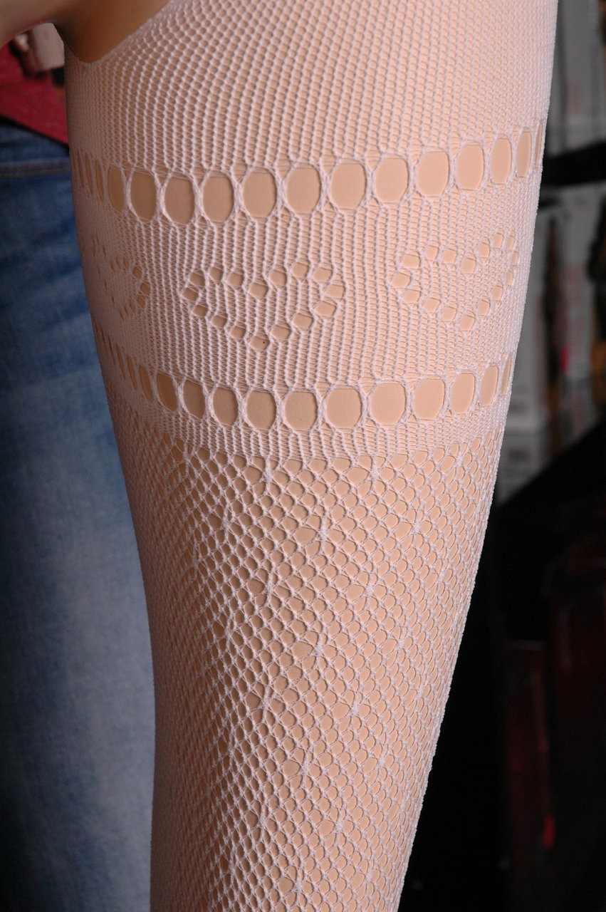 Kifinomult harisnya hamis nadrágtartóval, fehér