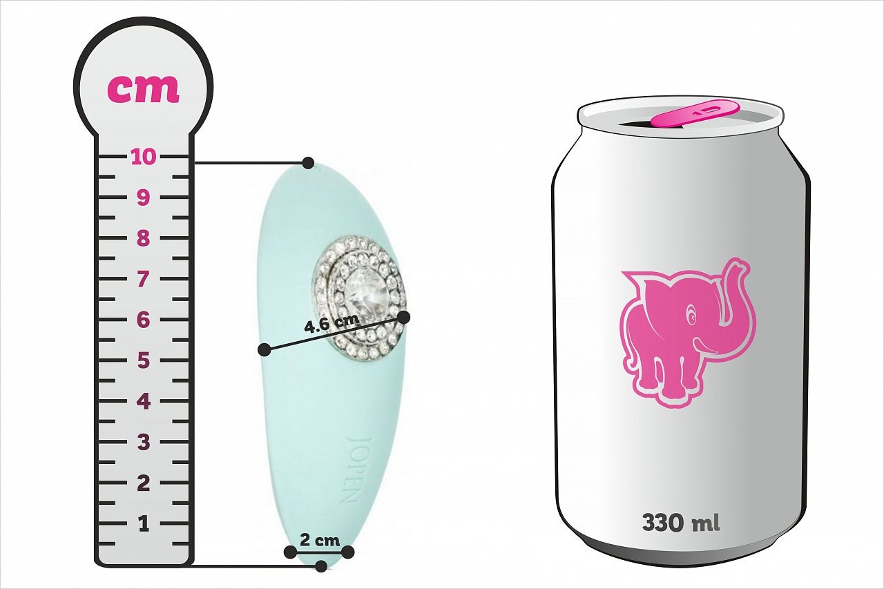 Türkiz Diamond masszázsvibrátor, méretek