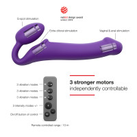 Vibrációs felcsatolható pénisz Strap On M Violet távirányítóval (24,2 cm)