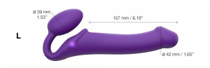 Vibrációs felcsatolható pénisz Strap On M Violet távirányítóval (24,2 cm)