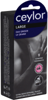 Ceylor Single: Large, 9 extra wide condoms with cream lubricant